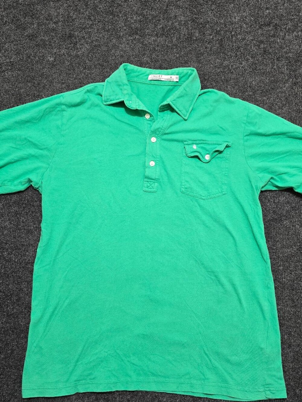 Criquet Men’s Polo Shirt Medium Green 100% Cotton Short Sleeve Button Placket Lo